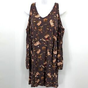 Full Tilt Floral Print Cold Shoulder Mini Dress Bell Sleeves Size S